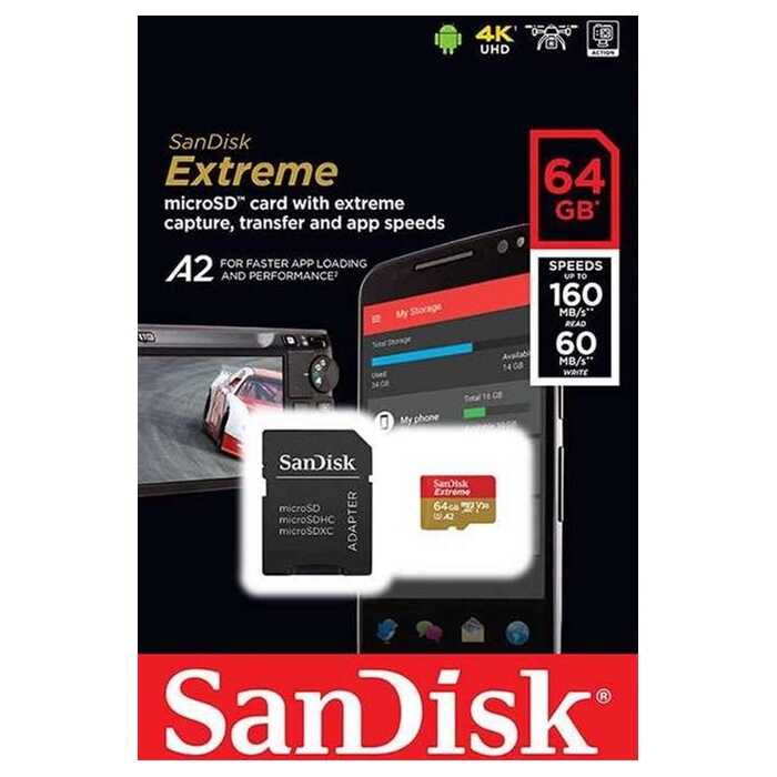  Sandısk Extreme A2 Mıcro Sd 64gb 160/60mb/s Sd Kart